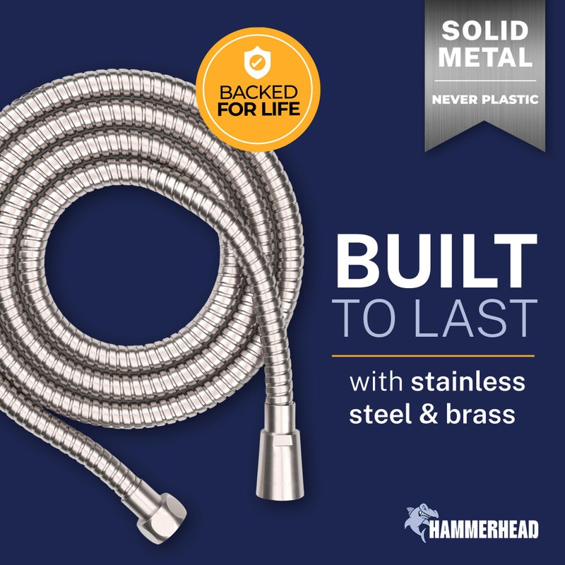 HammerHead Showers Solid Metal Shower Hose Attachment for Showerhead, Extra-Long 72-Inch Universal Replacement Hose for Hand held Shower, Brushed Nickel - Image 2